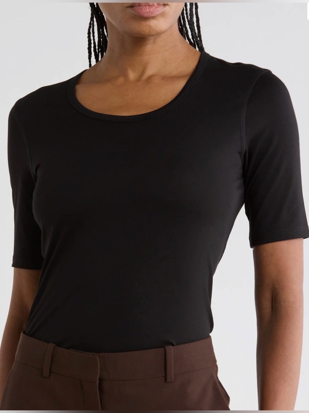 Theory Julia Classic Tee 100% Pima Cotton Black Small Basic